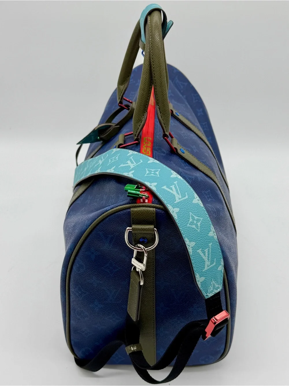 Louis Vuitton Blue Taigarama Monogram Keepall Bandouliere 50